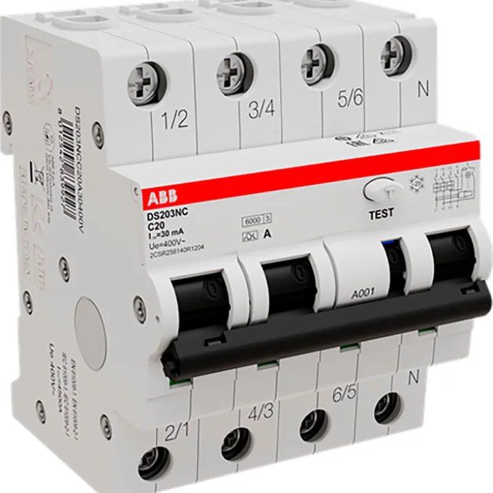 ABB DS203NC HPFI kombiafbryder C, 3P+N, 20A