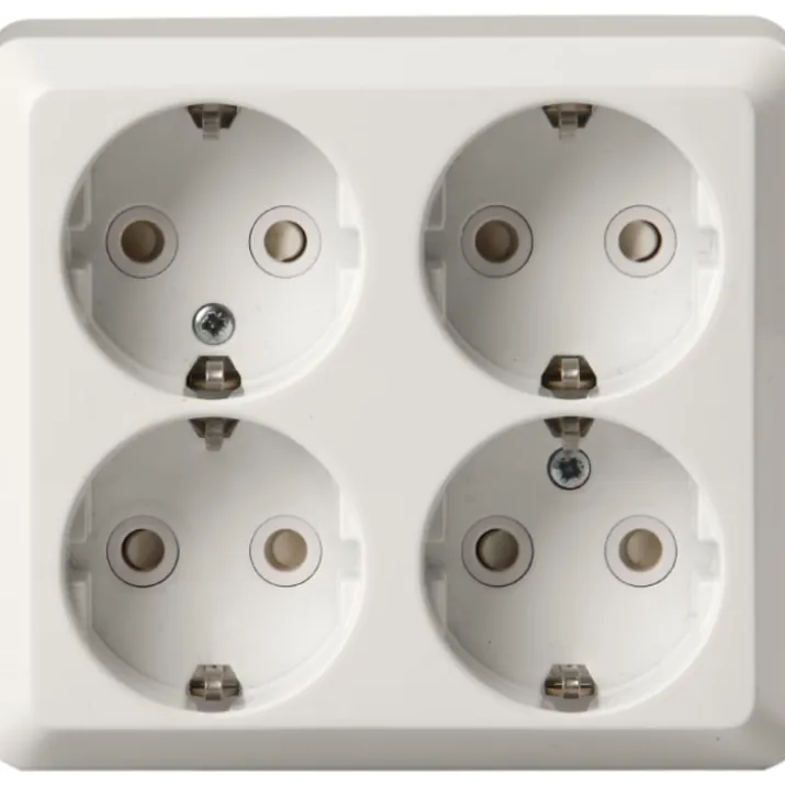 ABB Jussi 4-dobbelt schuko stikkontakt, hvid