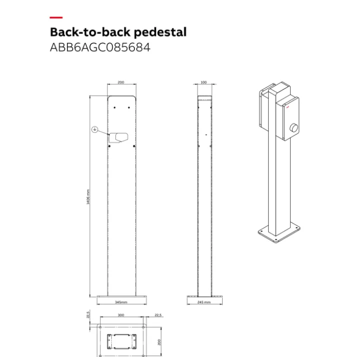 ABB TAC piedestal for ladeboks, dobbelt