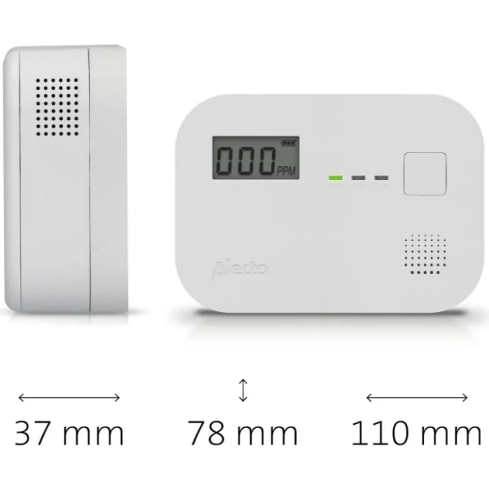 Alecto kuliltealarm med display, lav CO-advarsel