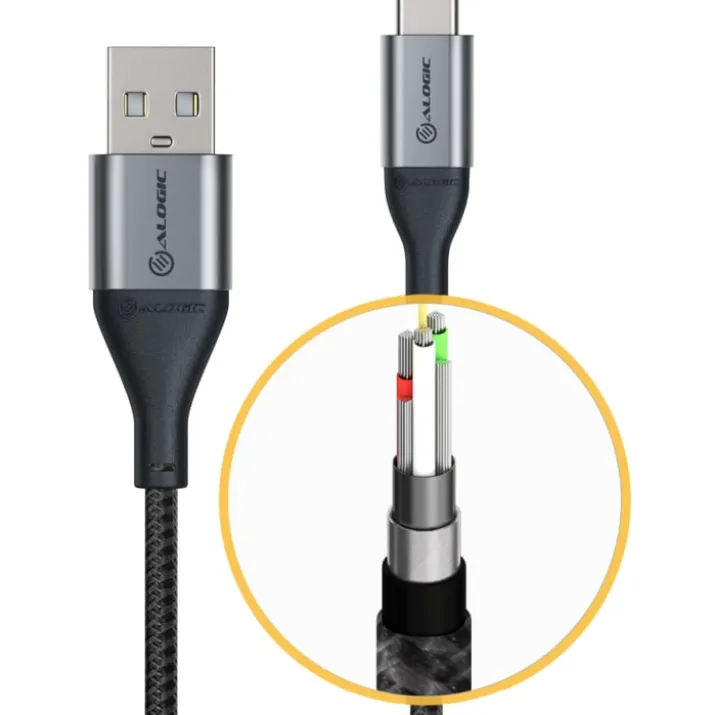 Alogic ladekabel USB-A til USB-C, grå, 1,5 meter