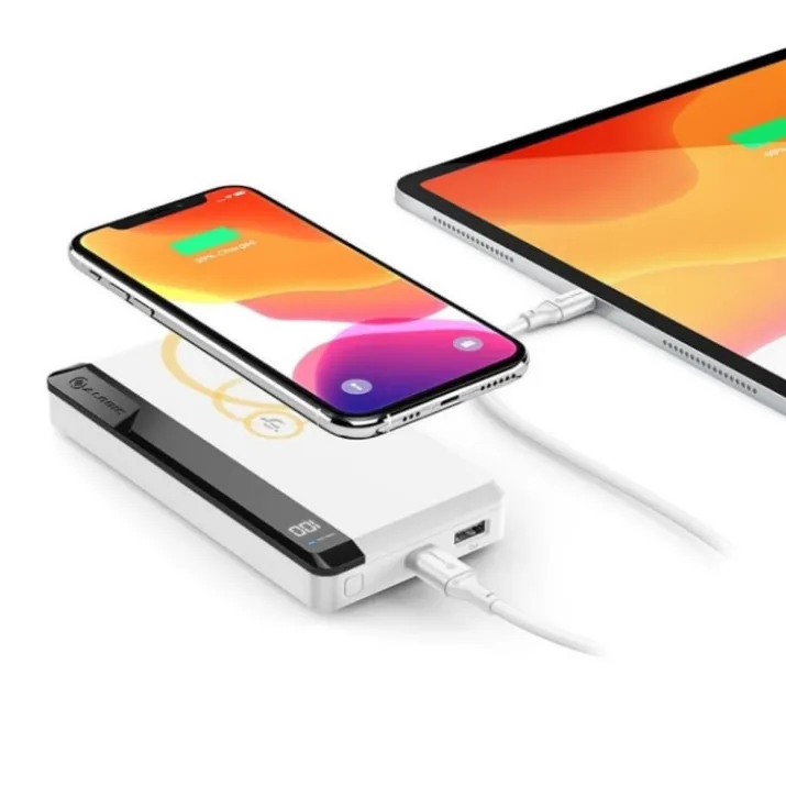 Alogic powerbank, trådløs opladning, 10.000 mAh, hvid