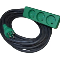 Blue Electric Stikdåse, 3 udtag, Slagfast, jord, 25 meter, grøn/sort
