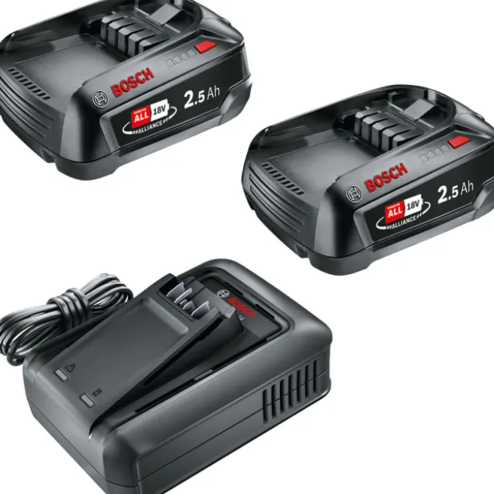 Bosch batterisæt, med 2 batterier og 1 oplader, 18V 2 x 2,5 Ah