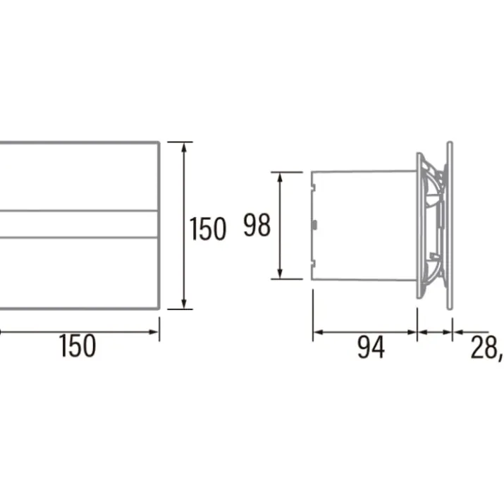 Cata E-100 GTH badventilator, fugtstyring, timer, Ø100 mm, sort