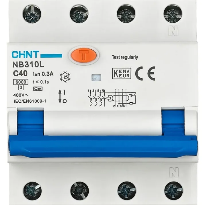 Chint kombiafbryder 3P+N, 40A, 300mA, 6kA