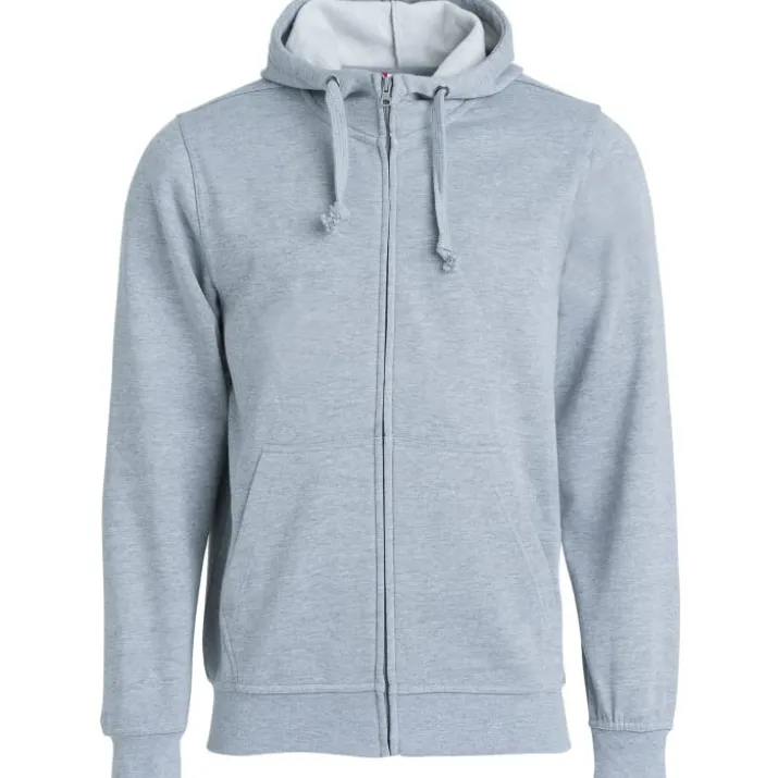 Clique Basic hoodie med lynlås, gråmeleret, str. L