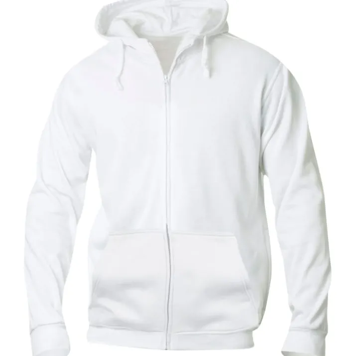 Clique Basic hoodie med lynlås, hvid, str. 2XL
