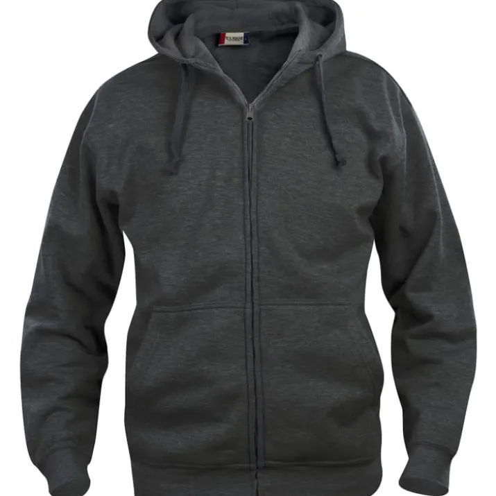 Clique Basic hoodie med lynlås, koksgrå, str. L