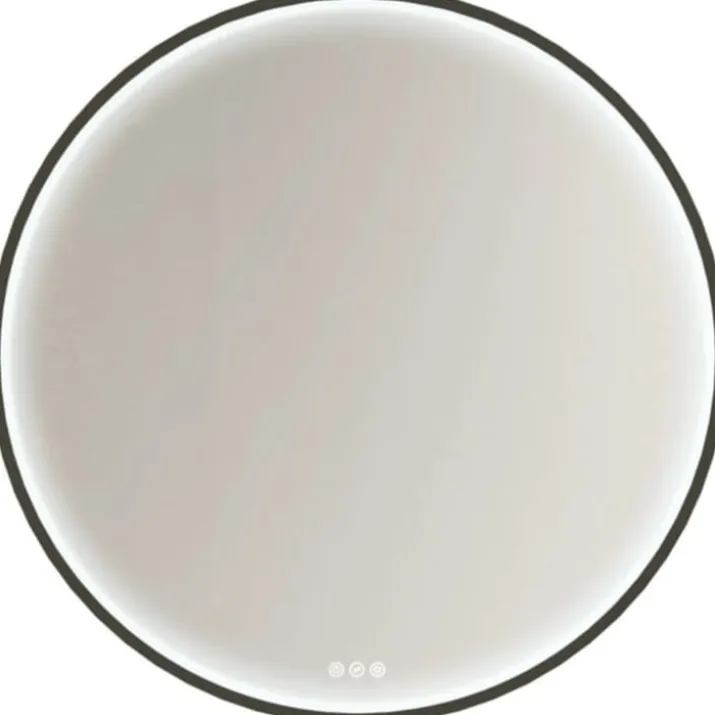 Dansani You Moon spejl med lys, sort, Ø90 cm