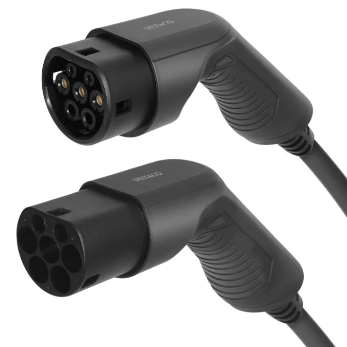 Deltaco ladekabel, type 2, 3 fase, 16A, 7 meter