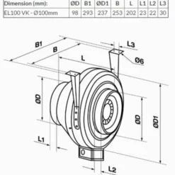 Duka kanalventilator, Ø100 mm