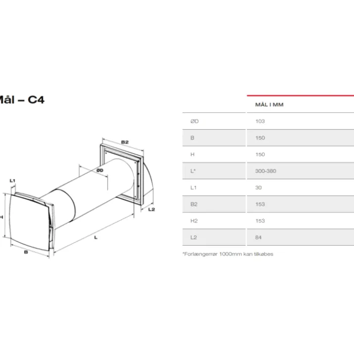 Duka One C4 ventilator med varmegenvinding, Ø100 mm, hvid
