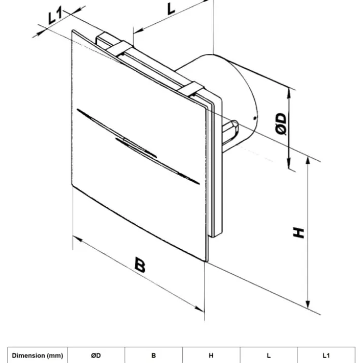 Duka Pro 70 badventilator, Ø100 mm, hvid