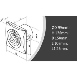 Duka Pro 30 ST badventilator, sensor, timer, Ø100 mm, hvid