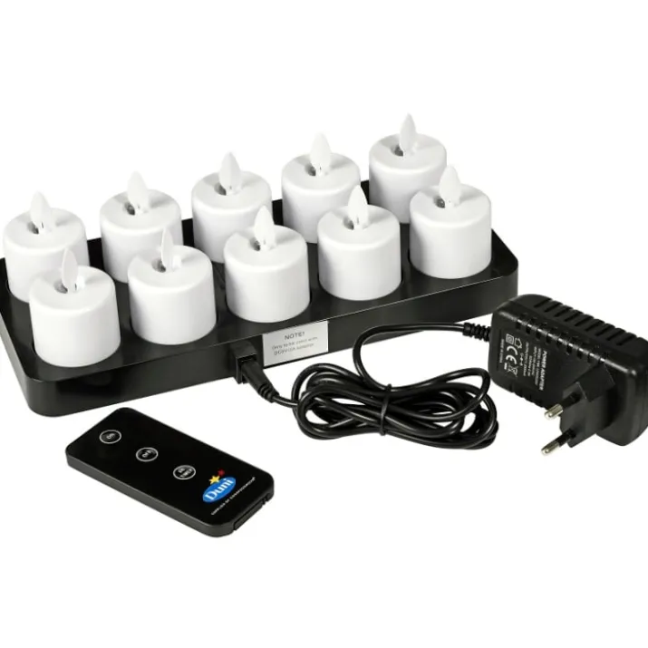 Duni Moving Flame genopladelige LED lys, hvidt lys, 10 stk.