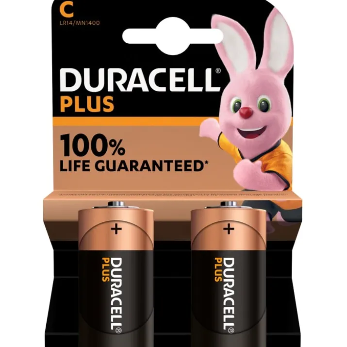 Duracell Plus C batterier, 2 stk.