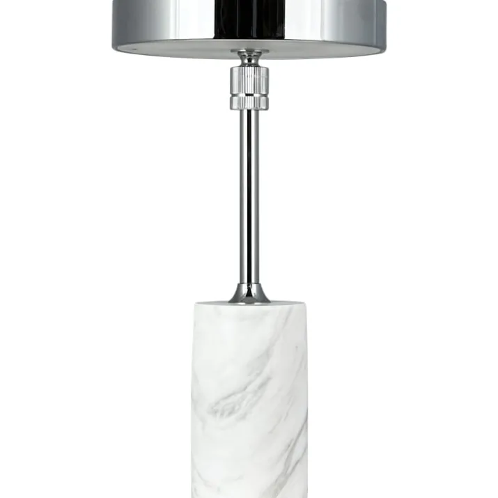 Dyberg Larsen Starlight genopladelig bordlampe, hvid marmor