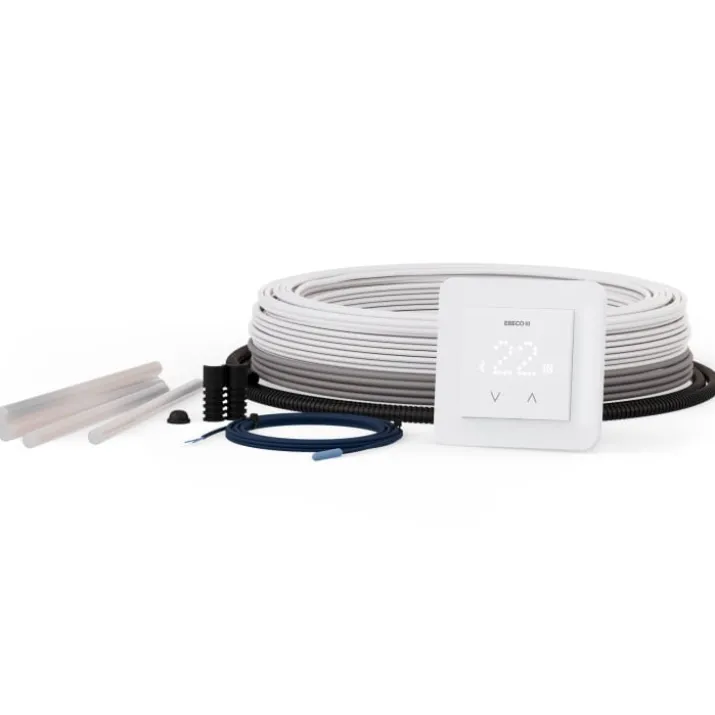 Ebeco gulvvarmesæt med varmekabel & termostat, wifi, 100W, 8,9 meter