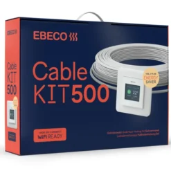 Ebeco gulvvarmesæt med varmekabel & termostat, wifi, 1380W, 124 meter