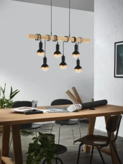 Eglo Townshend langbordspendel, 6 lamper, sort