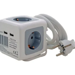 E-Line Cube stikdåse med 4 udtag, schuko & USB