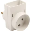 Elworks dobbeltstik, 1 flad+1 rund, hvid