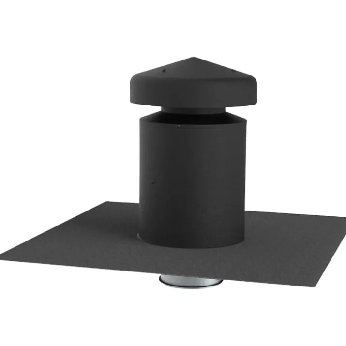 Fixnordic ventilationshætte, Ø160 mm, integreret tagpap, 50 mm isolering, sort