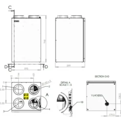 Genvex ECO 375 Tl ventilationsanlæg med varmegenvinding, ALU veksler, Ø160 mm