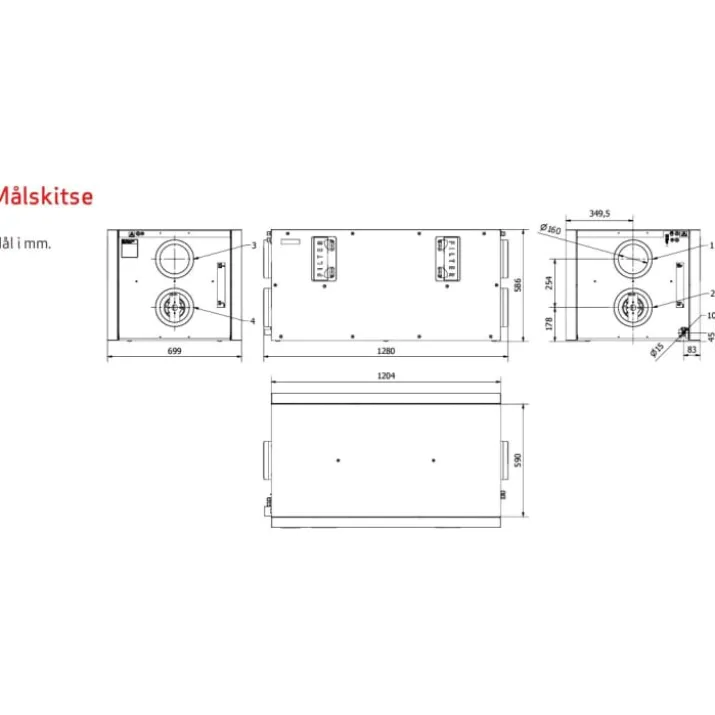 Genvex ECO 400 XL ventilationsanlæg med varmegenvinding, Ø160 mm