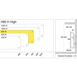 Glamox H60 H elradiator, 230V, 800W, hvid, 9-13 m²