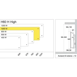 Glamox H60 H elradiator, 230V, 1000W, sort, 12-16 m²