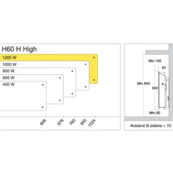 Glamox H60 H elradiator, 230V, 1200W, sort, 15-19 m²