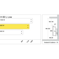 Glamox H60 L elradiator, 230V, 800W, hvid, 9-13 m²