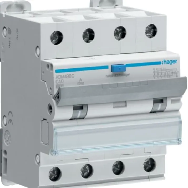 Hager ADA490C HPFI kombiafbryder C, 4P, 40A