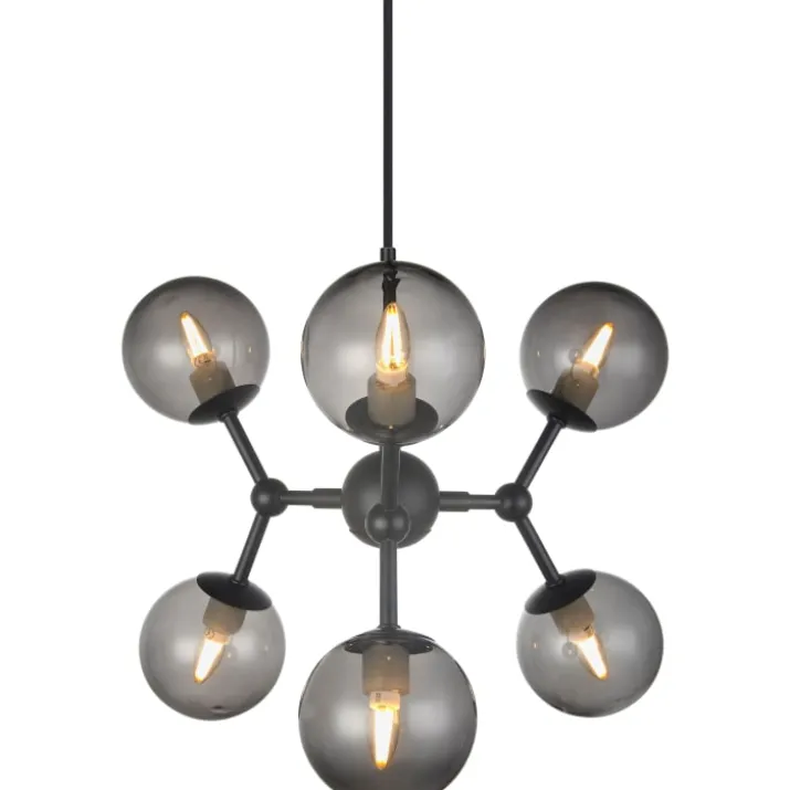 Halo Design Atom Mini lysekrone, røgfarvet