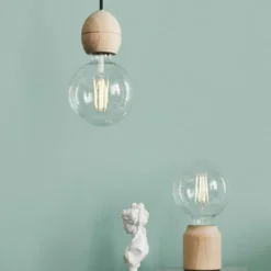 Halo Design Round fatningssæt, lyst træ