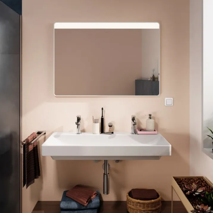 Hansgrohe Xarita Lite Q spejl med lys, 100x70 cm, hvid