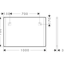 Hansgrohe Xarita Lite Q spejl med lys, 100x70 cm, sort