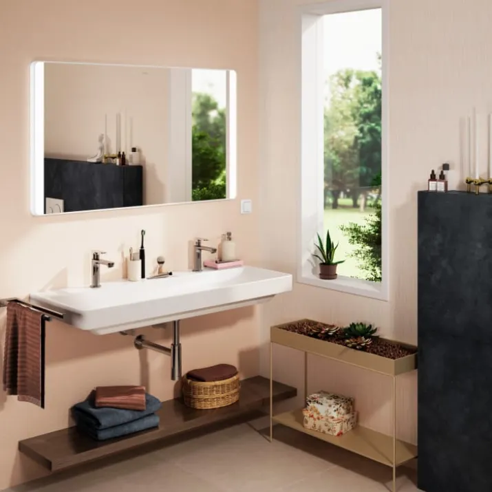 Hansgrohe Xarita Lite Q spejl med lys, 120x70 cm, hvid