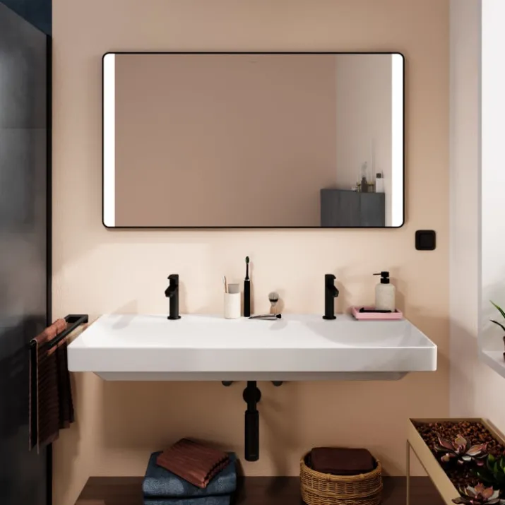 Hansgrohe Xarita Lite Q spejl med lys, 120x70 cm, sort