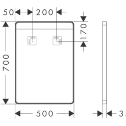 Hansgrohe Xarita Lite Q spejl med lys, 50x70 cm, sort