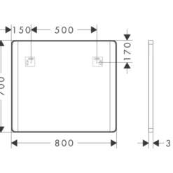 Hansgrohe Xarita Lite Q spejl med lys, 80x70 cm, hvid
