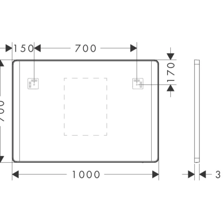 Hansgrohe Xarita Lite Q spejl med lys, sensor, 100x70 cm, sort