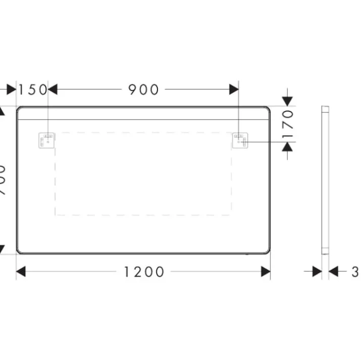 Hansgrohe Xarita Lite Q spejl med lys, sensor, 120x70 cm, sort