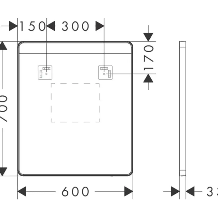 Hansgrohe Xarita Lite Q spejl med lys, sensor, 60x70 cm, hvid