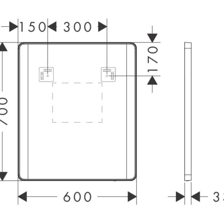 Hansgrohe Xarita Lite Q spejl med lys, sensor, 60x70 cm, hvid