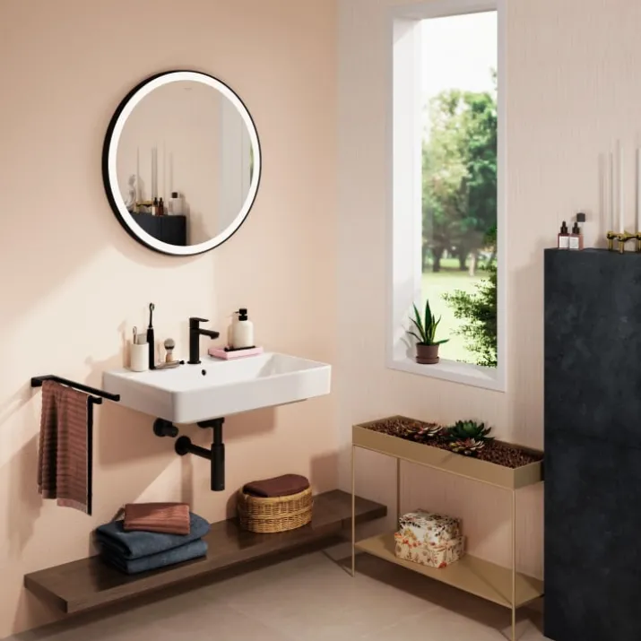 Hansgrohe Xarita Lite S spejl med lys, sensor, Ø70 cm, sort