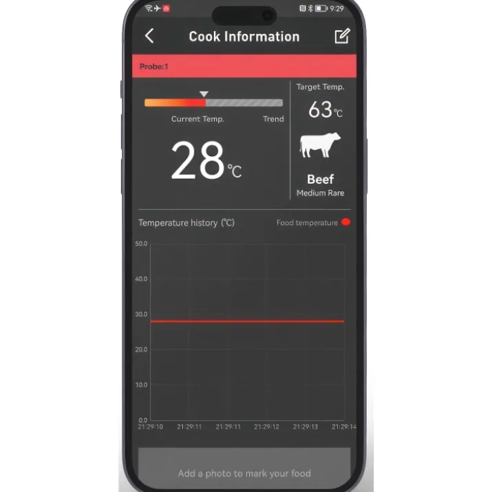 HerQs Easy BBQ, stegetermometer med trådløs display, appstyret
