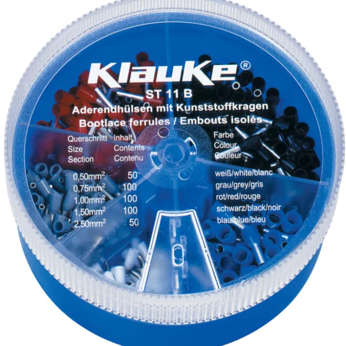 Klauke ST11B sortimentsboks, med isolerede terminalrør, 0,5 - 2,5 mm²